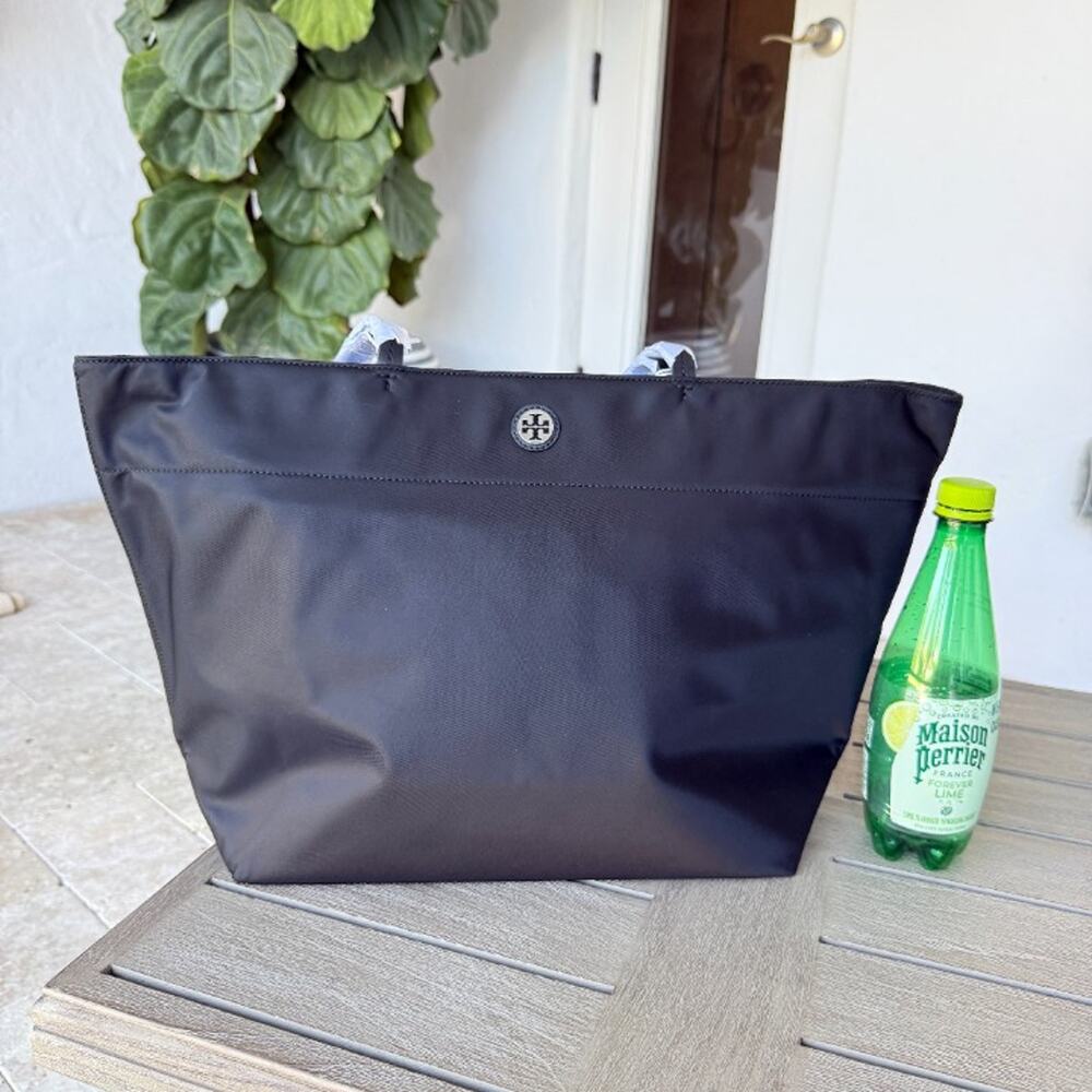 Tory Burch Nylon Large Tote 166469 In Black - Picture 6 of 12